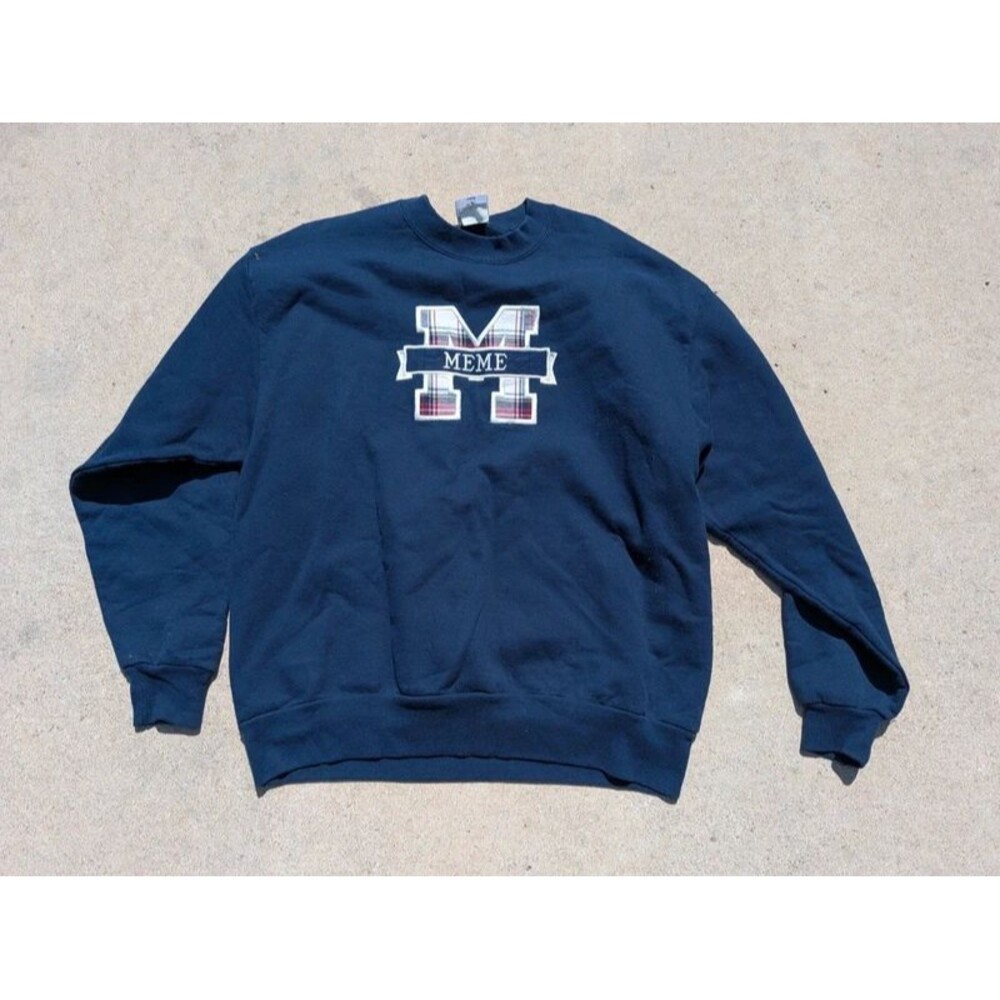 Vintage Jerzees Sweatshirt Meme embroidered size small Navy Blue Grandma gift